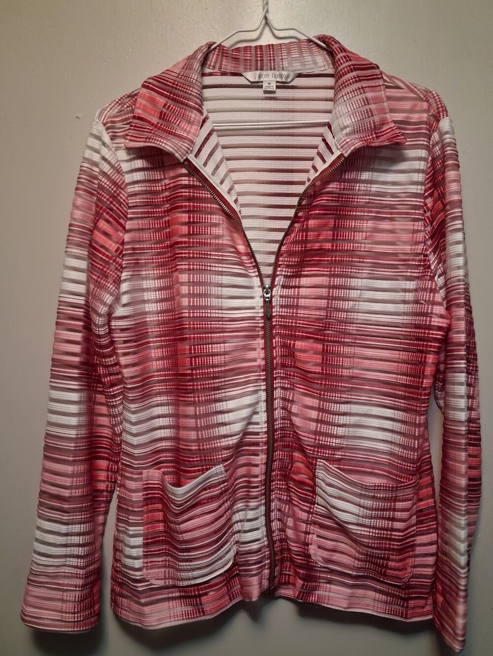 erin london Red and White Striped Zip Jacket